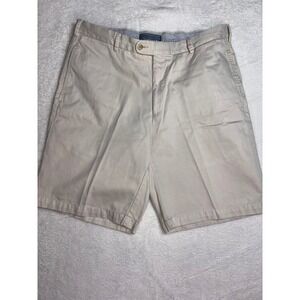 Peter Millar Mens Pima Cotton Flat Front Chino Shorts Khaki Tan MC00B31 Size 34